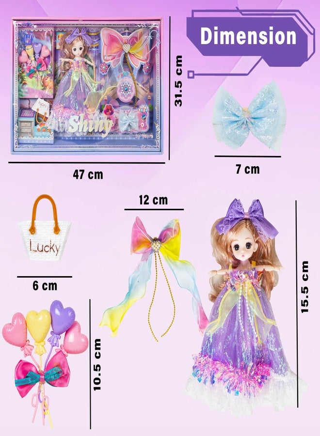 WISHKEY Doll Set for Girls with Accessories, Stylish Doll with Long Hair & Flexible Joints, Cute Doll with Pretty Hair Clips, Pretend Play Toy for Kids, Ideal for Ages 3+ (Pack of 1, Multicolor) - Image 2